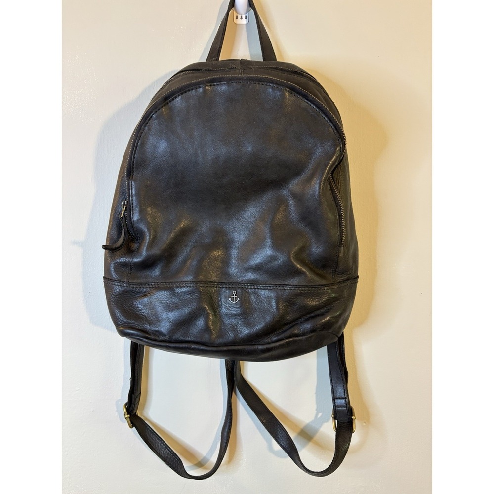 HARBOUR 2ND Black Leather Backpack 11x13x5‎